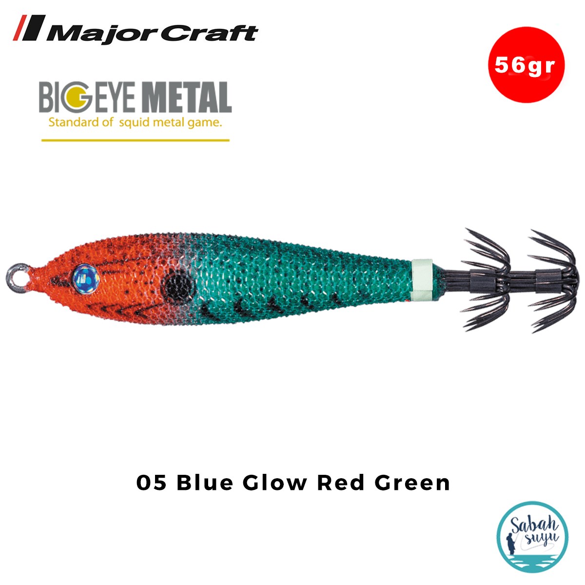 Major Craft Big Eye Metal Kalamar Zokası 56gr BEM-15 #05 Blue Glow Red Green