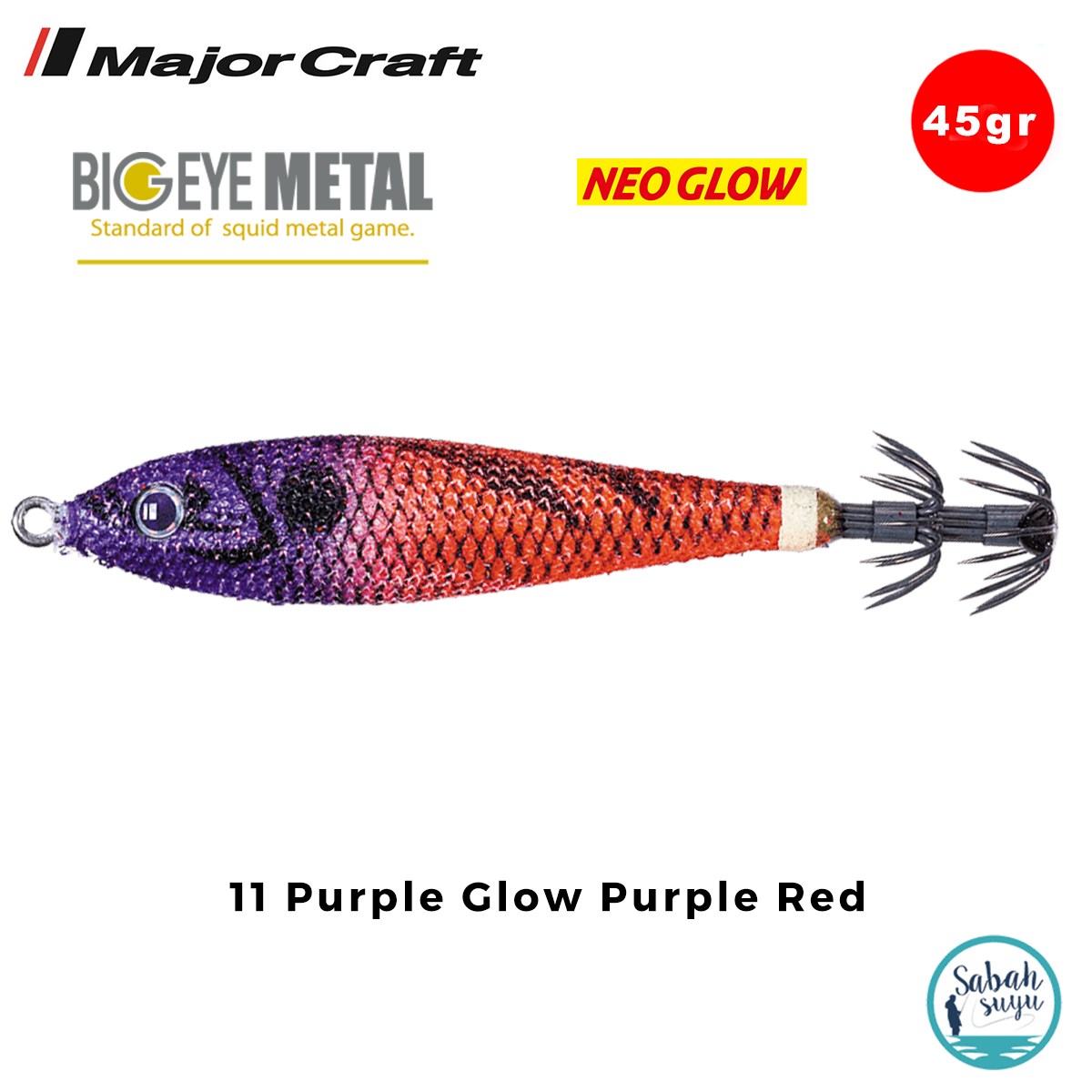Major Craft Big Eye Metal Kalamar Zokası 45gr BEM-12 #11 Purple Glow Purple Red