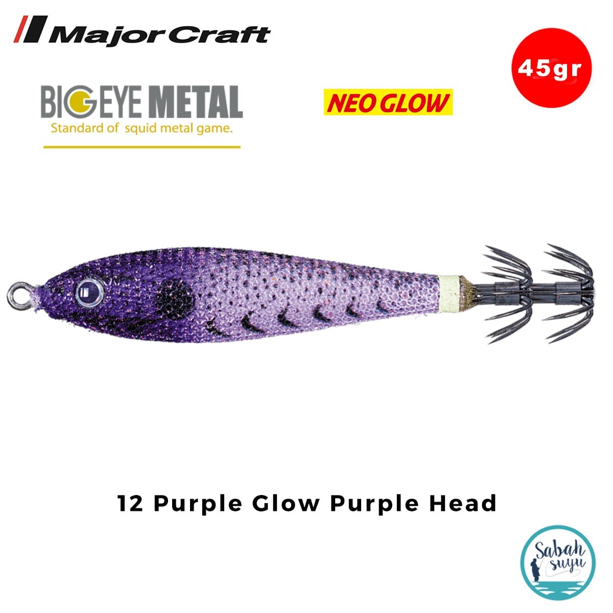 Major Craft Big Eye Metal Kalamar Zokası 45gr BEM-12 #12 Purple Glow Purple Head