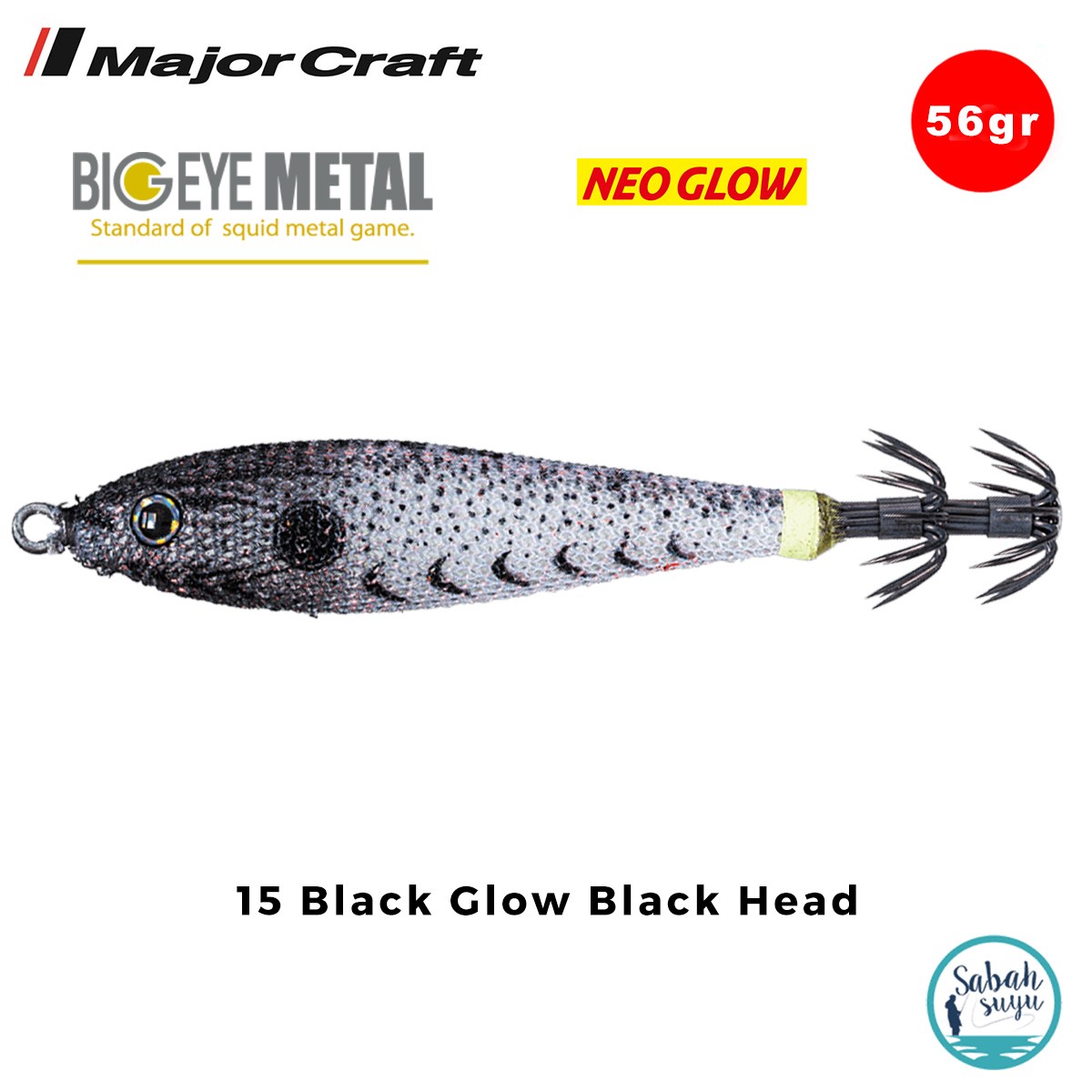 Major Craft Big Eye Metal Kalamar Zokası 56gr BEM-15 #15 Black Glow Black Head