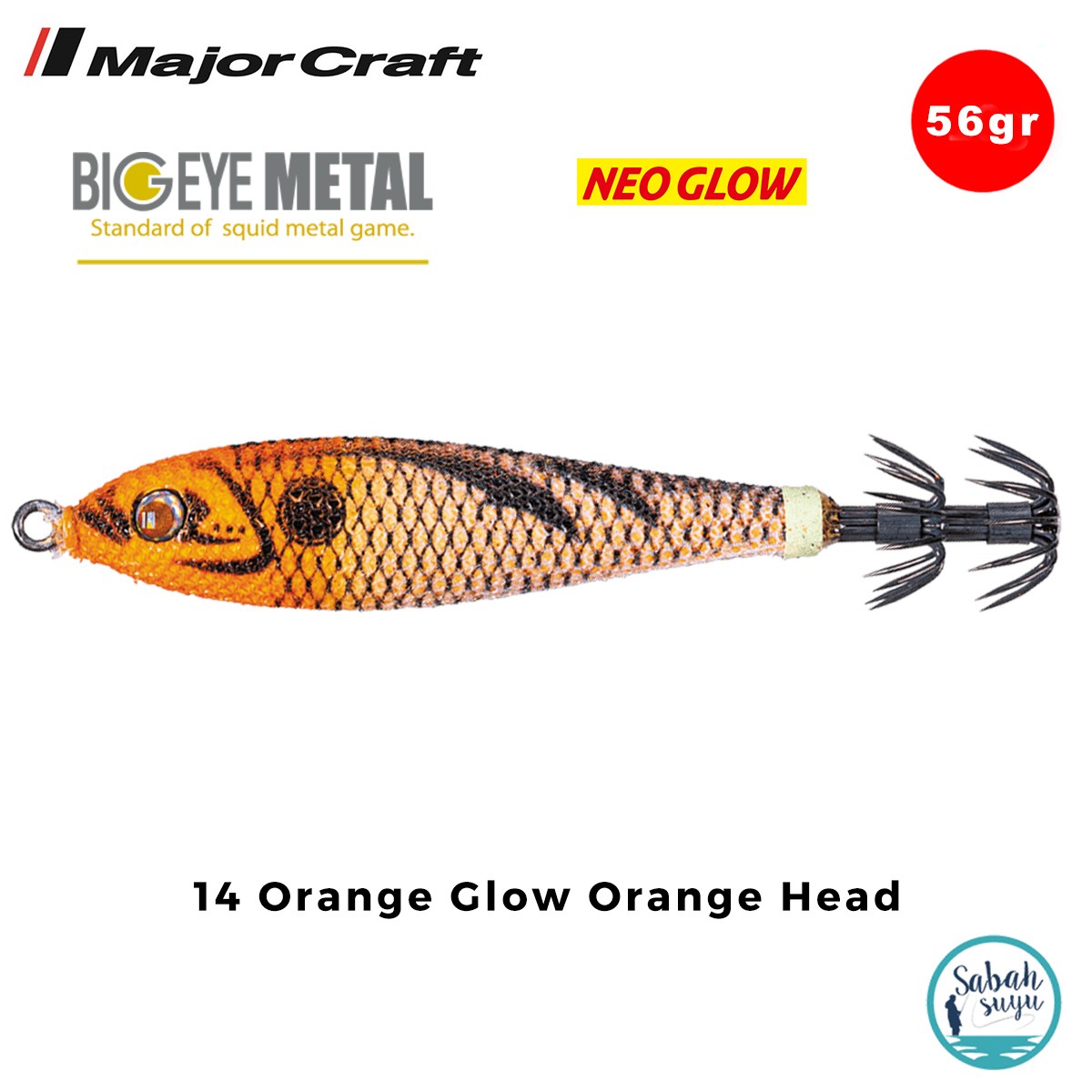 Major Craft Big Eye Metal Kalamar Zokası 56gr BEM-15 #14 Orange Glow Orange Head