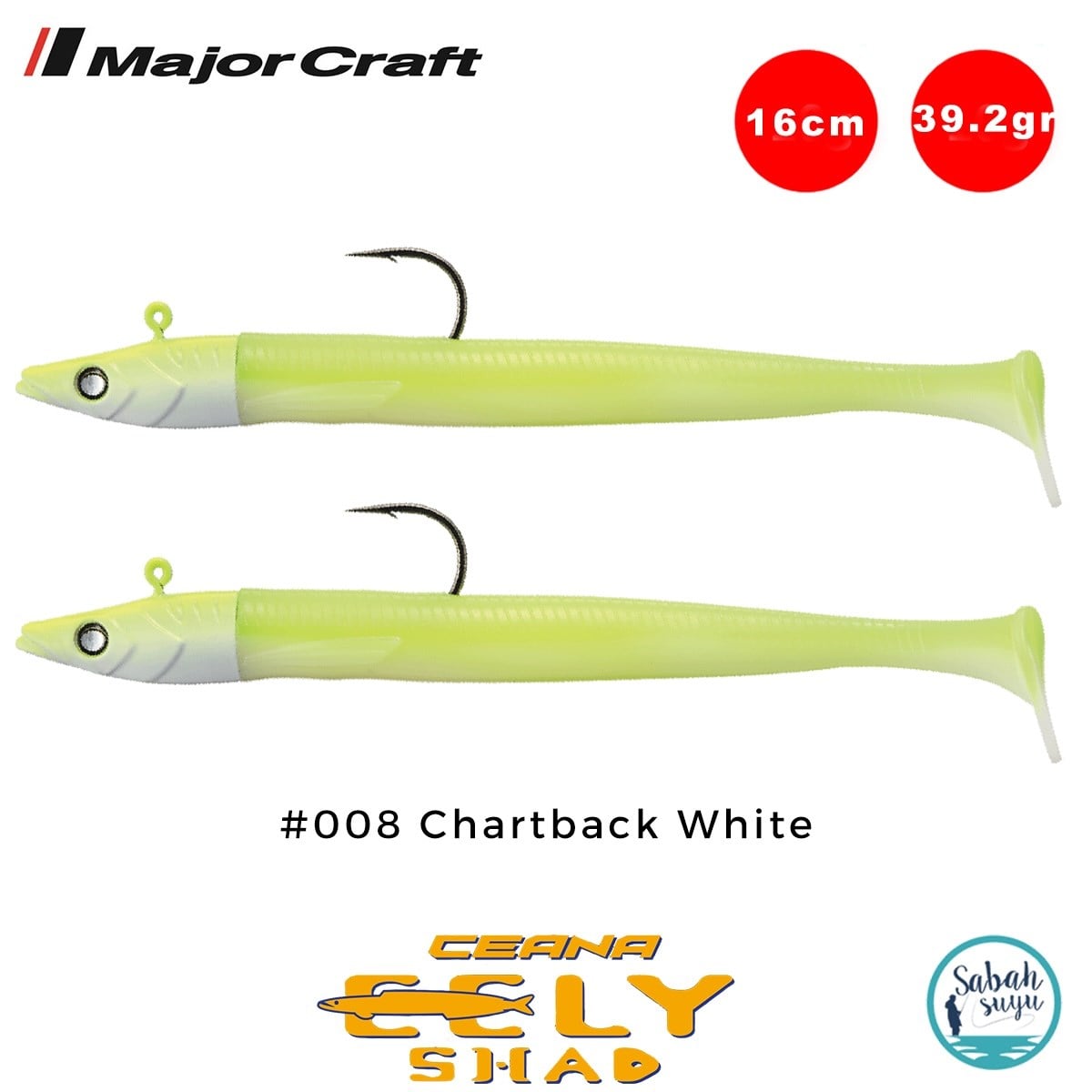 Major Craft Ceana Eely Shad CES-160 16cm 39.2gr Silikon Balık #008 Chartback White