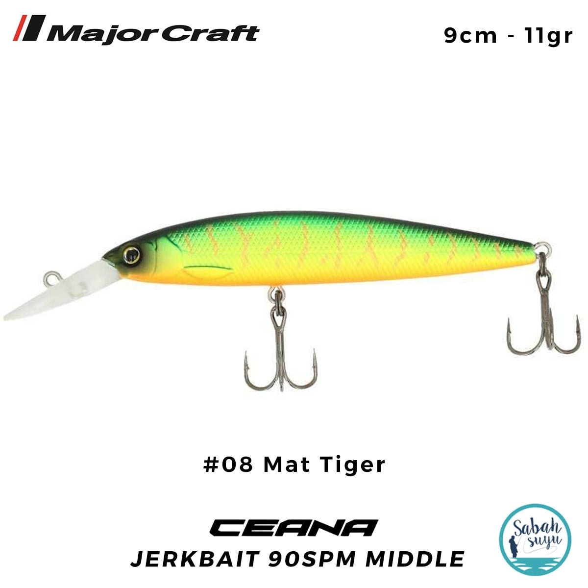 Major Craft Ceana Jerkbait 90SPM Middle 9cm 11gr #08 Mat Tiger