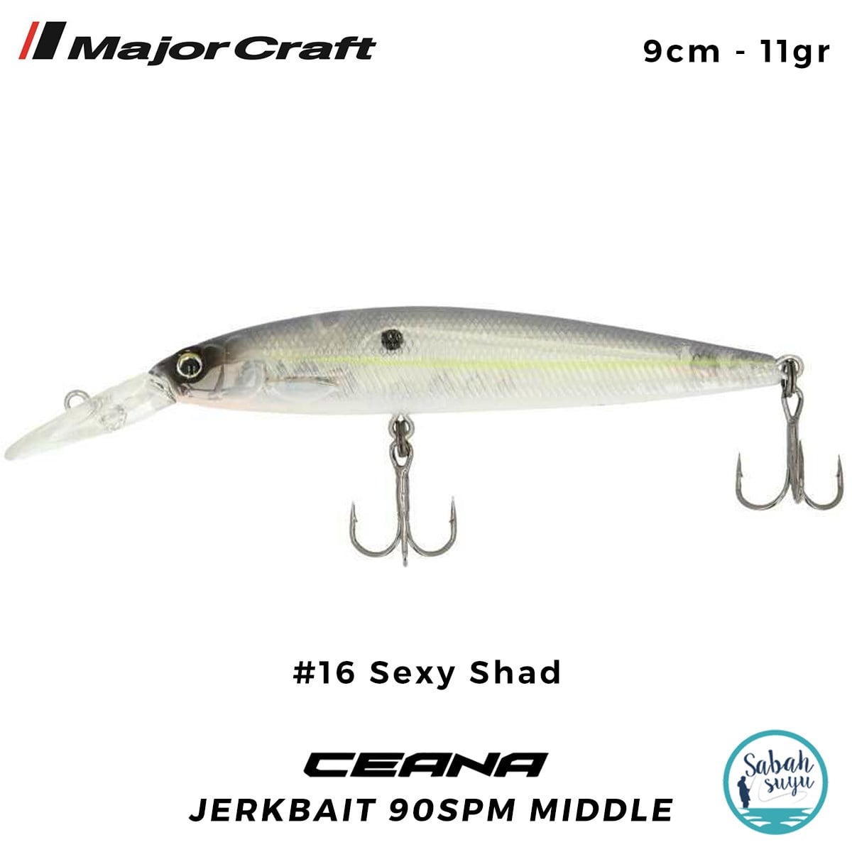 Major Craft Ceana Jerkbait 90SPM Middle 9cm 11gr #16 Sexy Shad