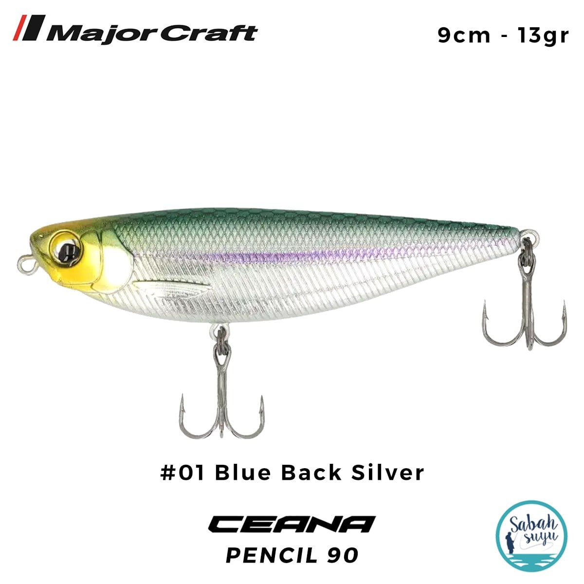 Major Craft Ceana Pencil 90 9cm 13gr #01 Blue Back Silver