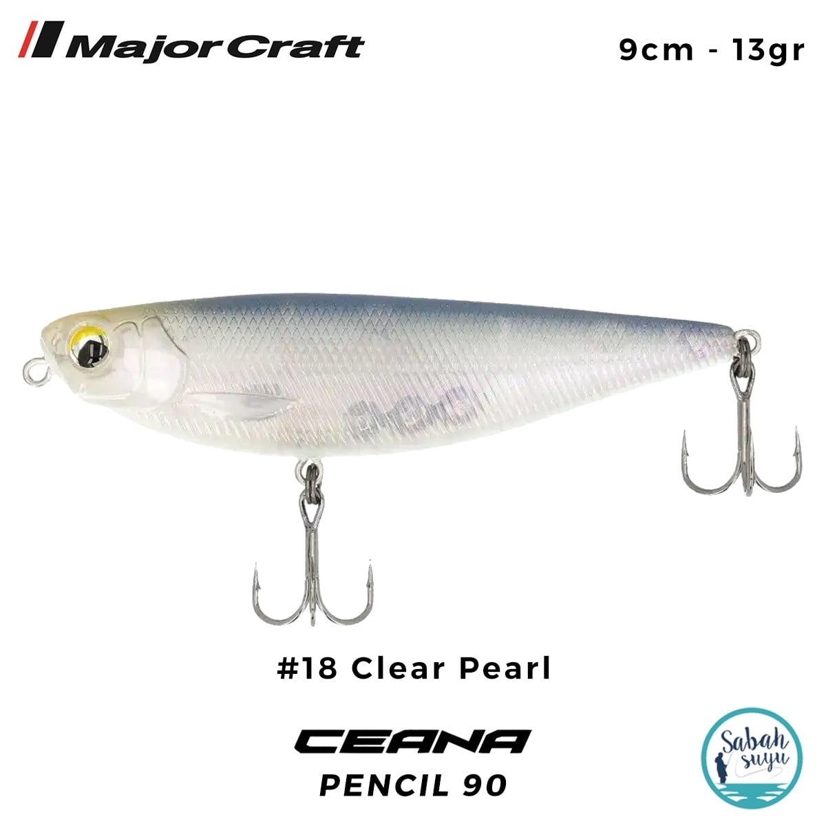 Major Craft Ceana Pencil 90 9cm 13gr #18 Clear Pearl