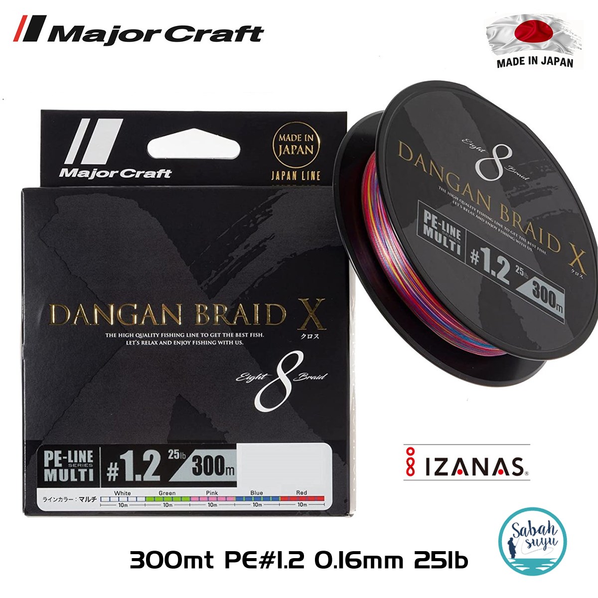 Major Craft Dangan Braid X 8X İp Misina PE 1.2 0.16mm 25lb/11.34kg 300mt Multi