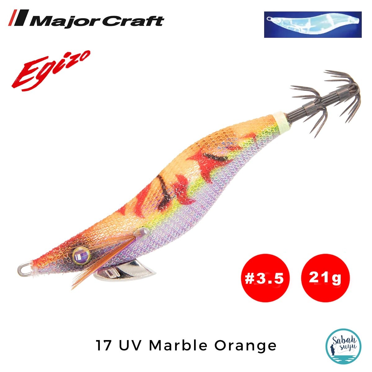 Major Craft Egi Sutte Kalamar Zokası EGZ-3.5 21gr #17 UV Marble Orange