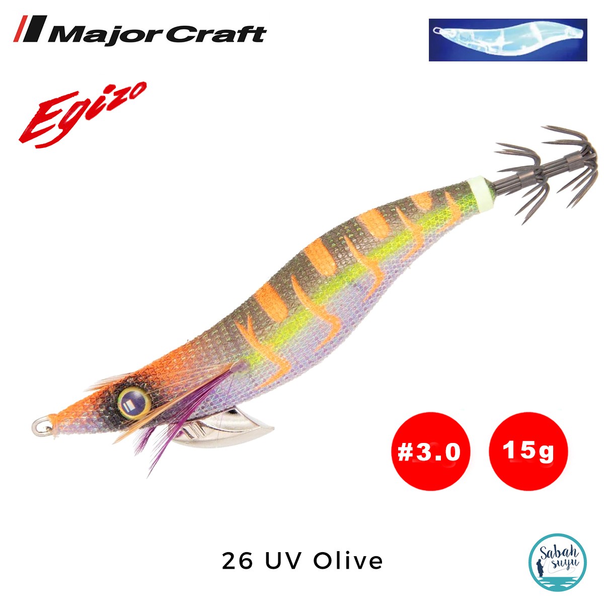 Major Craft Egi Sutte Kalamar Zokası EGZ-3.0 15gr #26 UV Olive