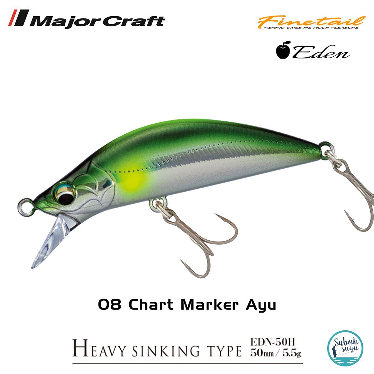 Major Craft Finetail Eden 50HS 5.5gr LRF Maket Balık # 08 Chart Marker Ayu