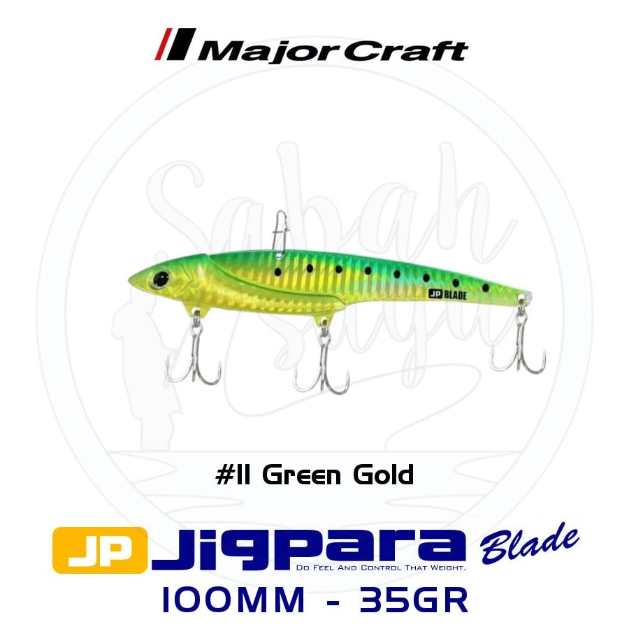 Major Craft Jigpara JPB-100 Blade Vibrasyon Jig 100mm 35gr #11 Green Gold