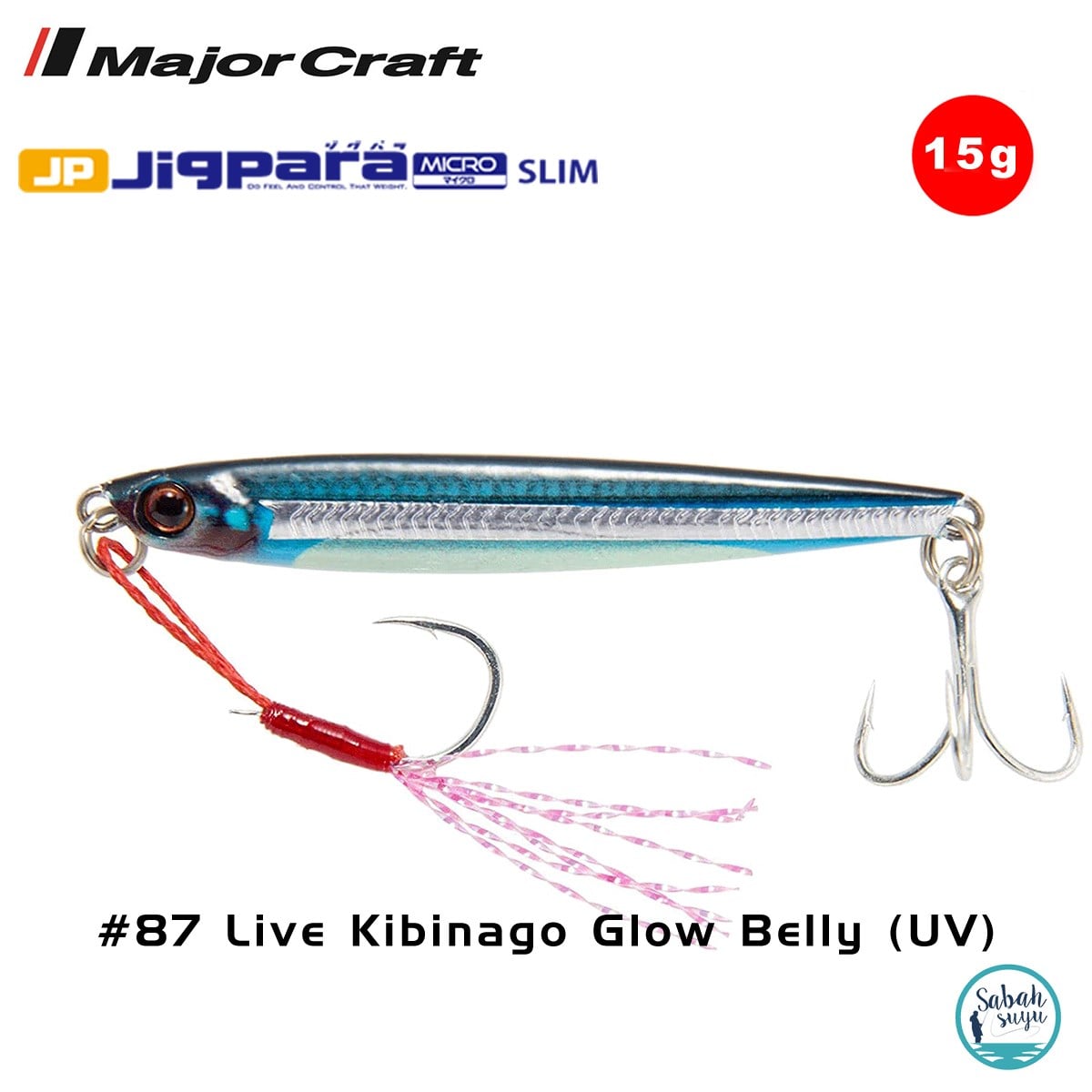 Major Craft Jigpara Micro Slim JPMSL-15gr 60mm #87 Live Kibinago Glow Belly (UV)