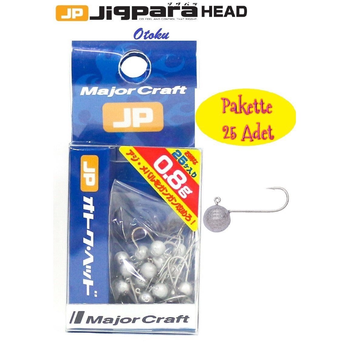 Major Craft Jigpara Otoku Head OTHD-0.8gr. (25pcs. Bag)