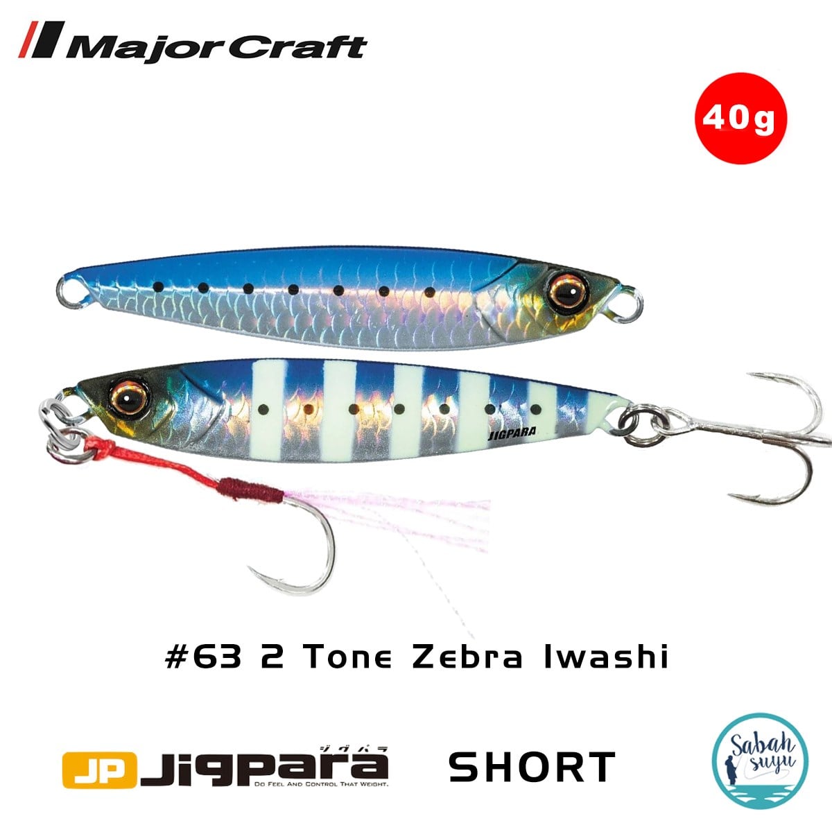 Major Craft Jigpara Short JPS-40gr 80mm #63 2 Tone Zebra Iwashi