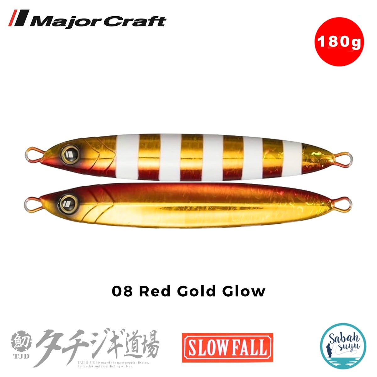 Major Craft Jigpara TJD-SLOW 180gr #08 Red Gold Glow