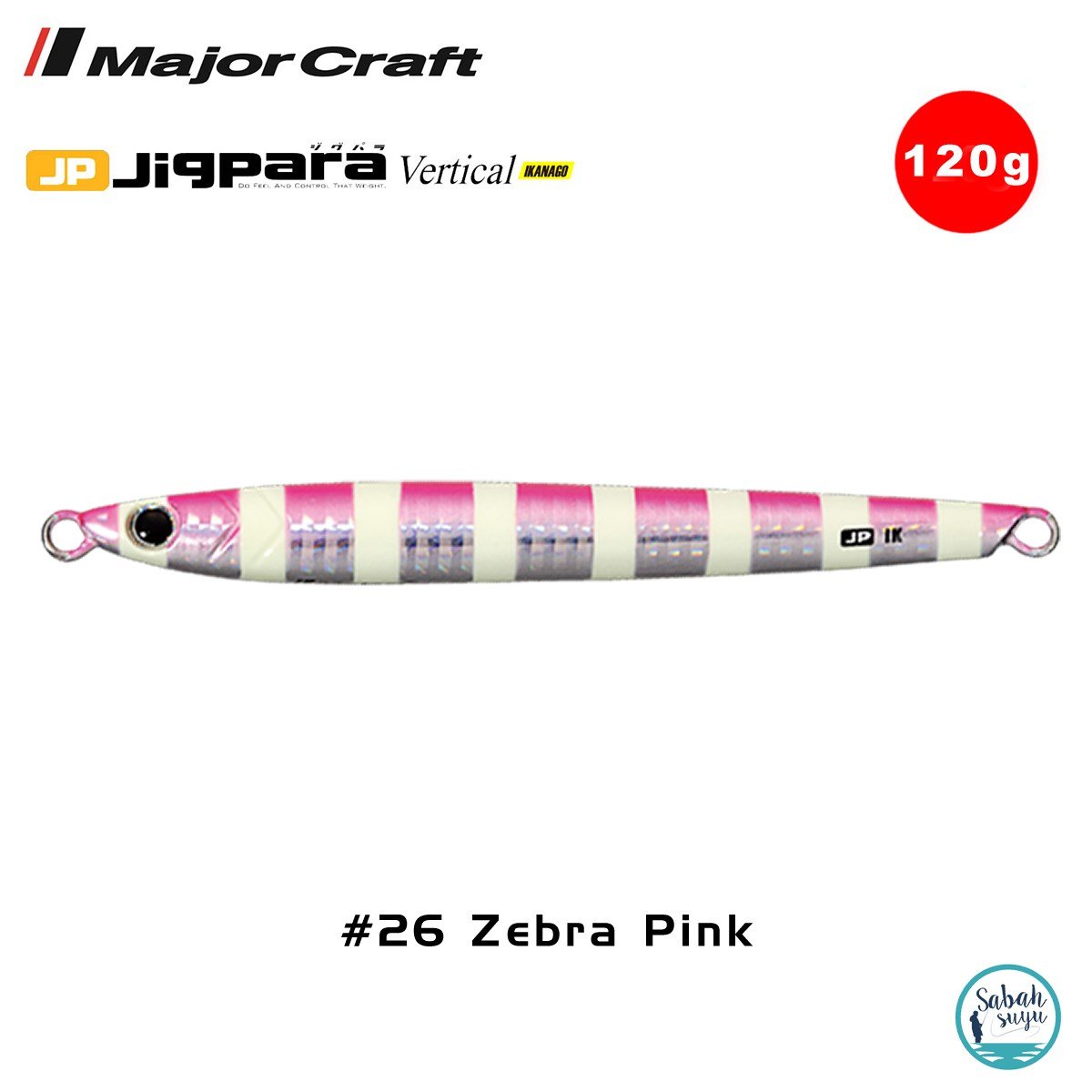 Major Craft Jigpara Vertical Ikanago JPVIK-120gr #26 Zebra Pink