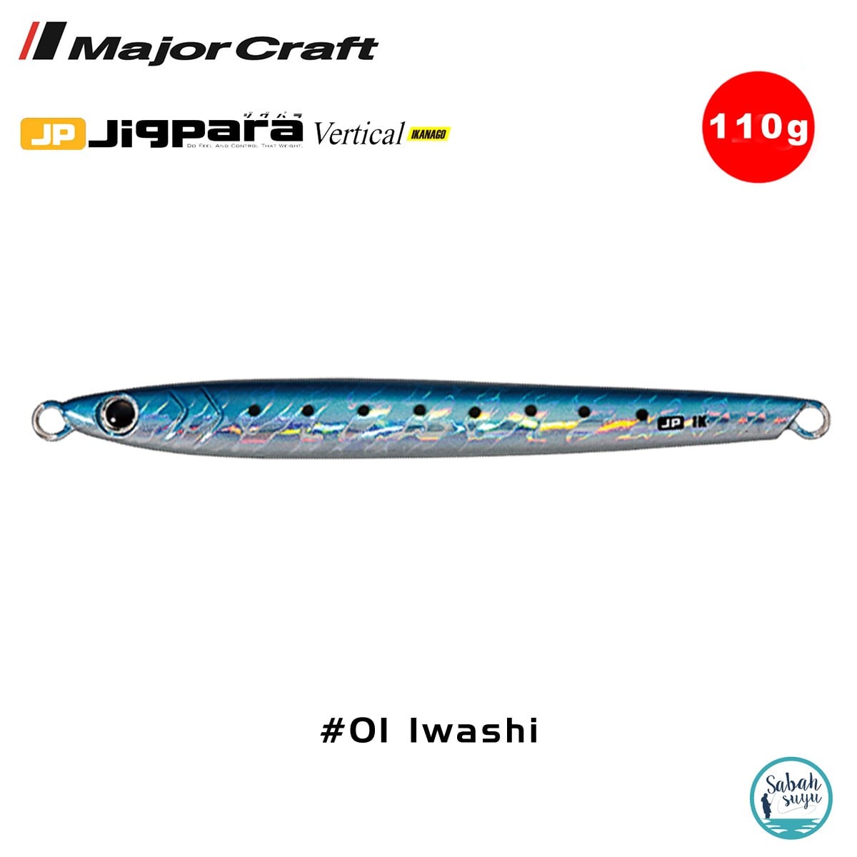 Major Craft Jigpara Vertical Ikanago JPVIK-110gr #01 Iwashi