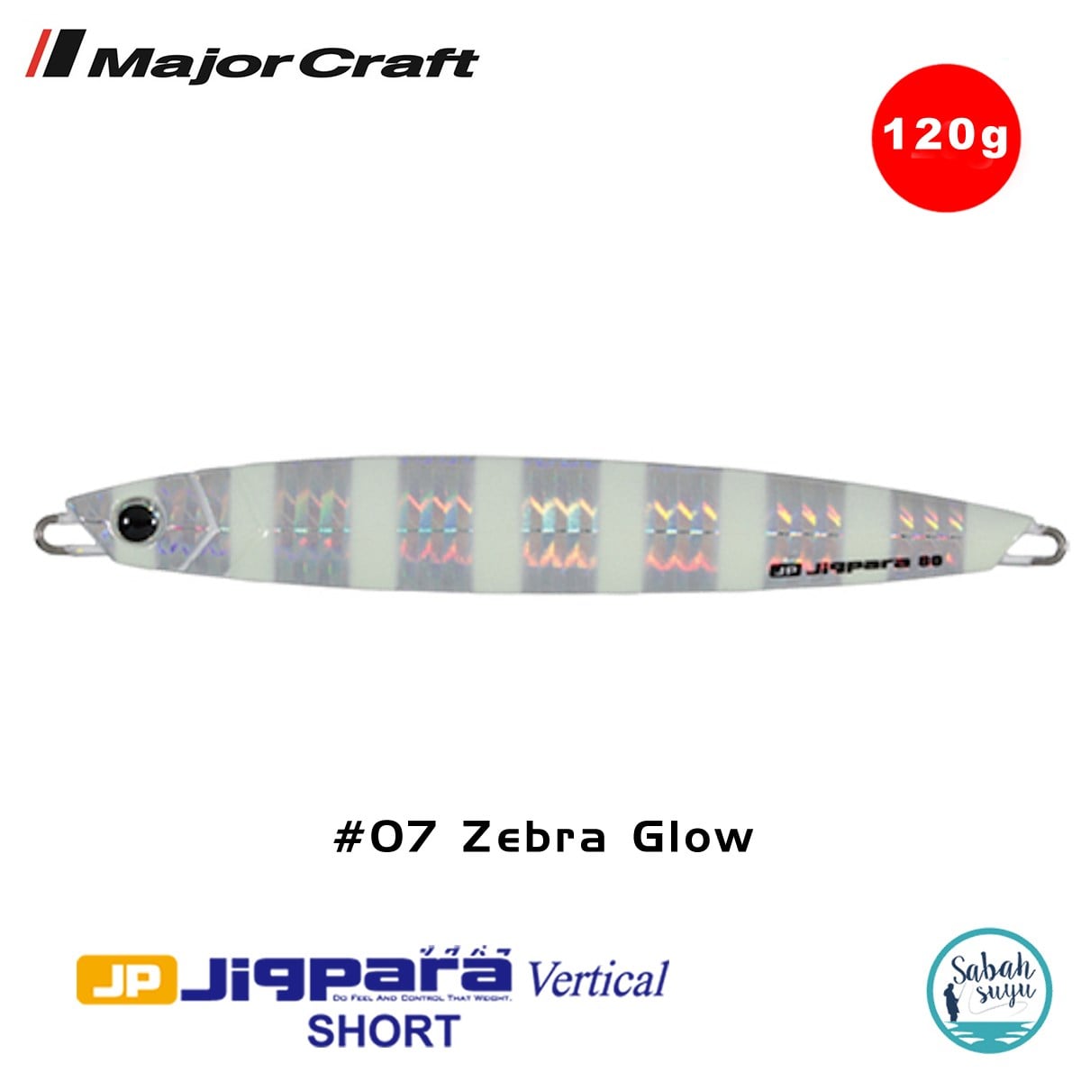 Major Craft Jigpara Vertical Short JPV-120gr 135mm #07 Zebra Glow