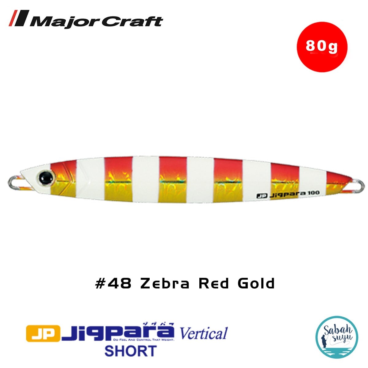 Major Craft Jigpara Vertical Short JPV-80gr 115mm #48 Zebra Red Gold