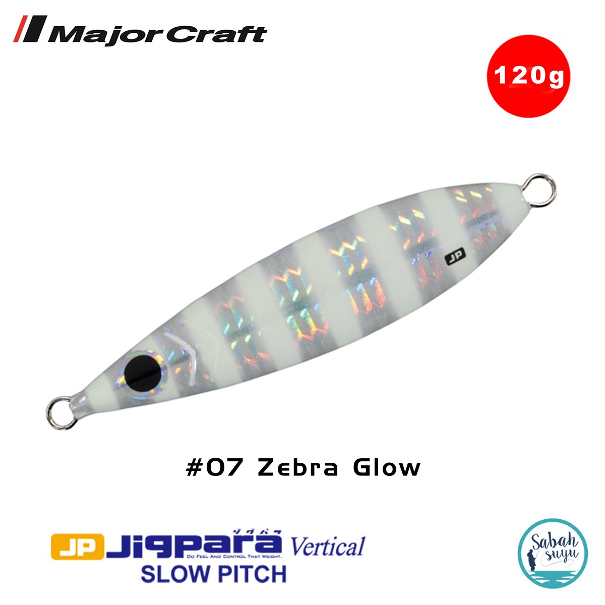 Major Craft Jigpara Vertical Slow Pitch JPVSP-120gr 105mm #07 Zebra Glow
