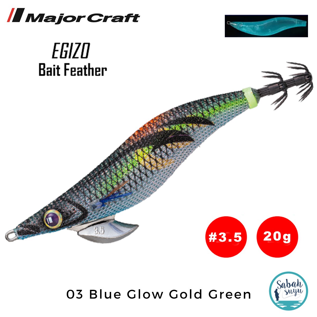 Major Craft Kalamar Zokası EBF-3.5 20gr #03 Blue Glow Gold Green