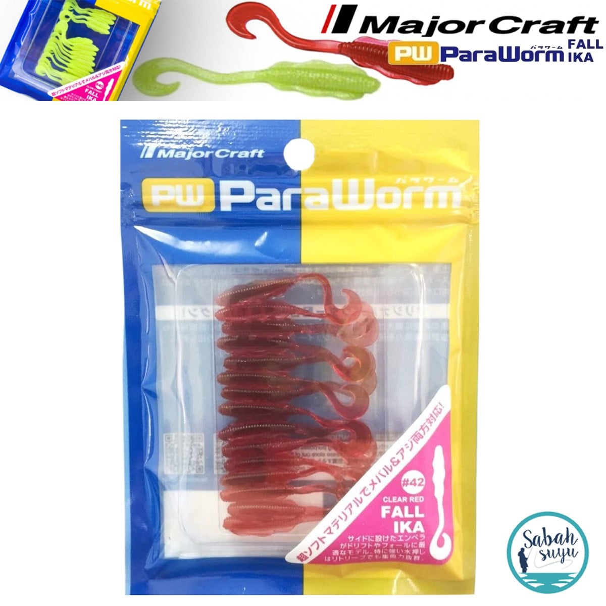 Major Craft Para Worm Fall IKA 1.5'' 4cm (15 Ad) #42 Clear Red