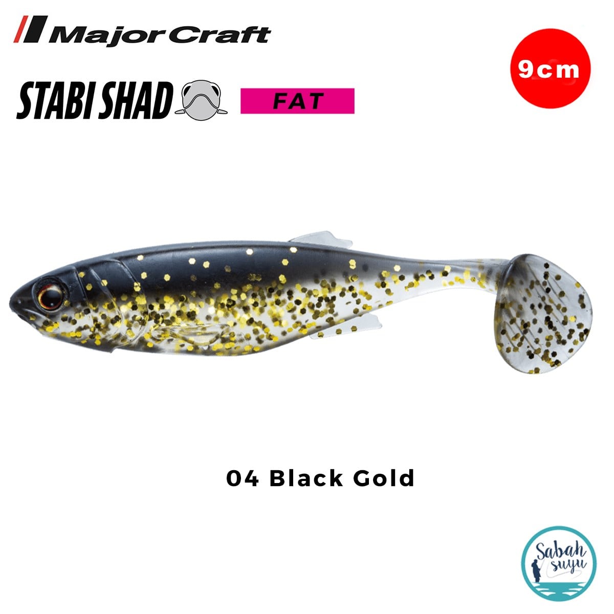 Major Craft Stabi Shad Fat 9cm Silikon Balık #04 Black Gold