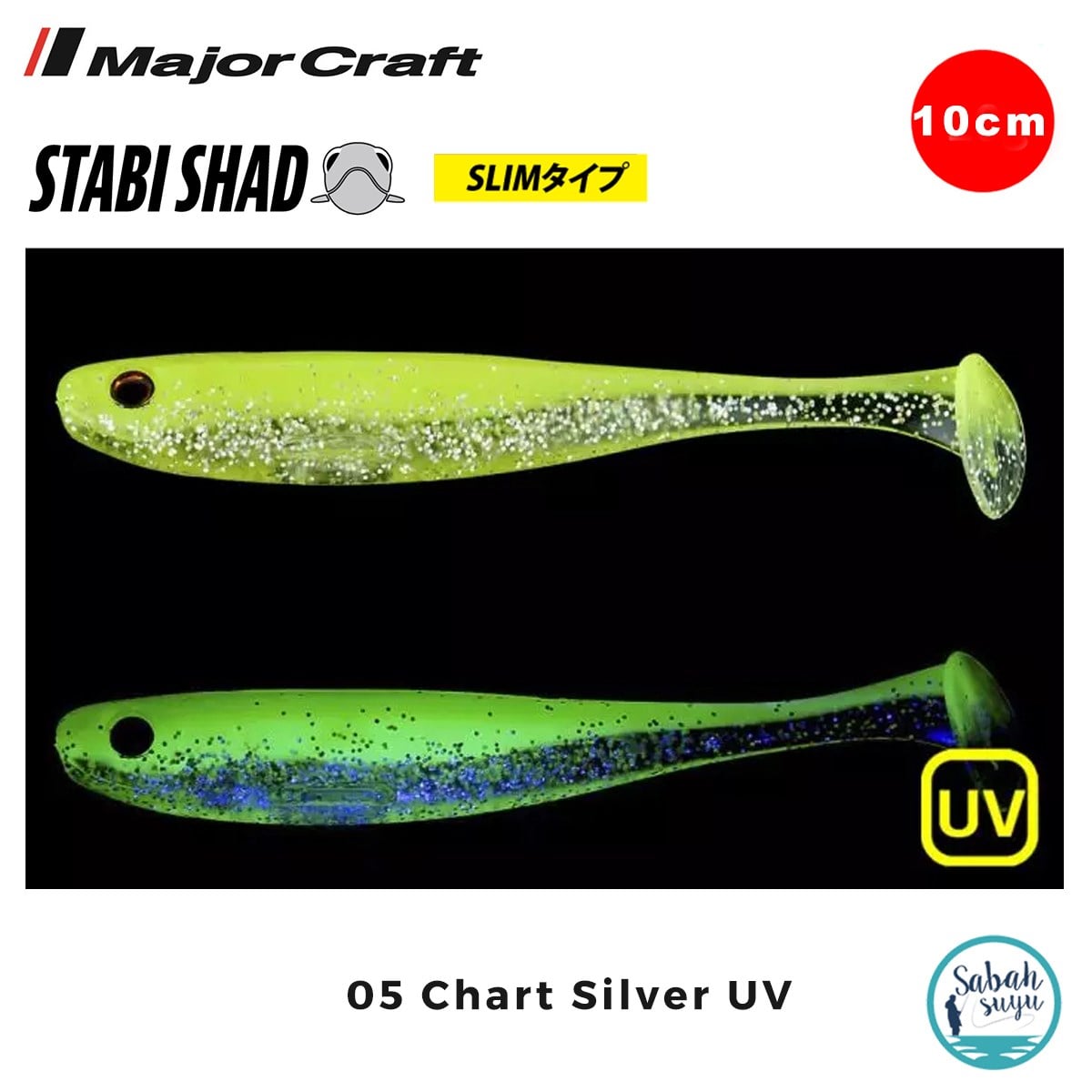 Major Craft Stabi Shad Slim 10cm Silikon Balık #05 Chart Silver UV