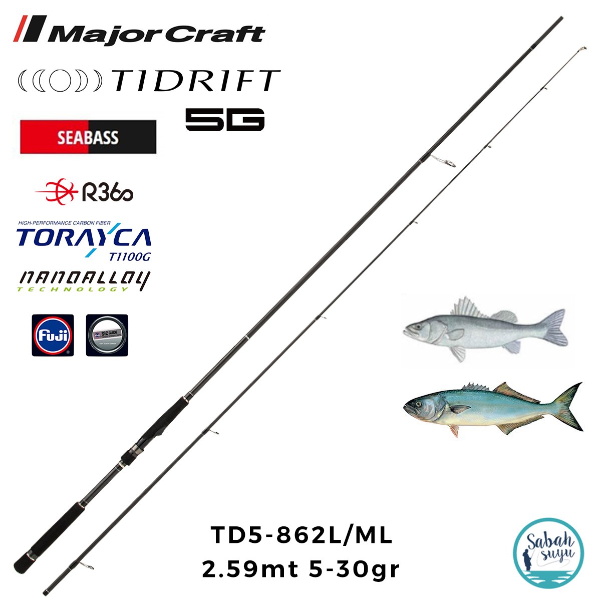 Major Craft Tidrift 5G TD5-862L/ML Seabass 2.59mt 5-30gr (2P) Spin Kamış
