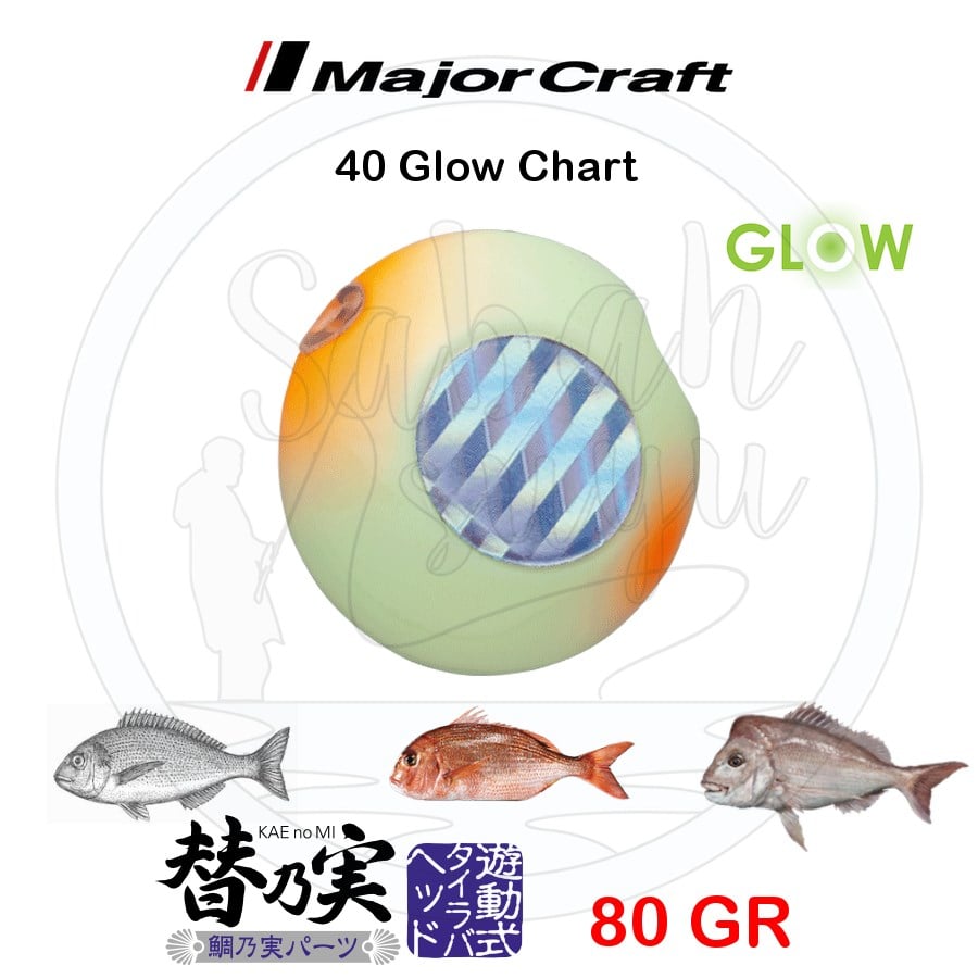 Major Craft TM-Head Slider Tai Rubber Jig 80gr #40 Glow Chart
