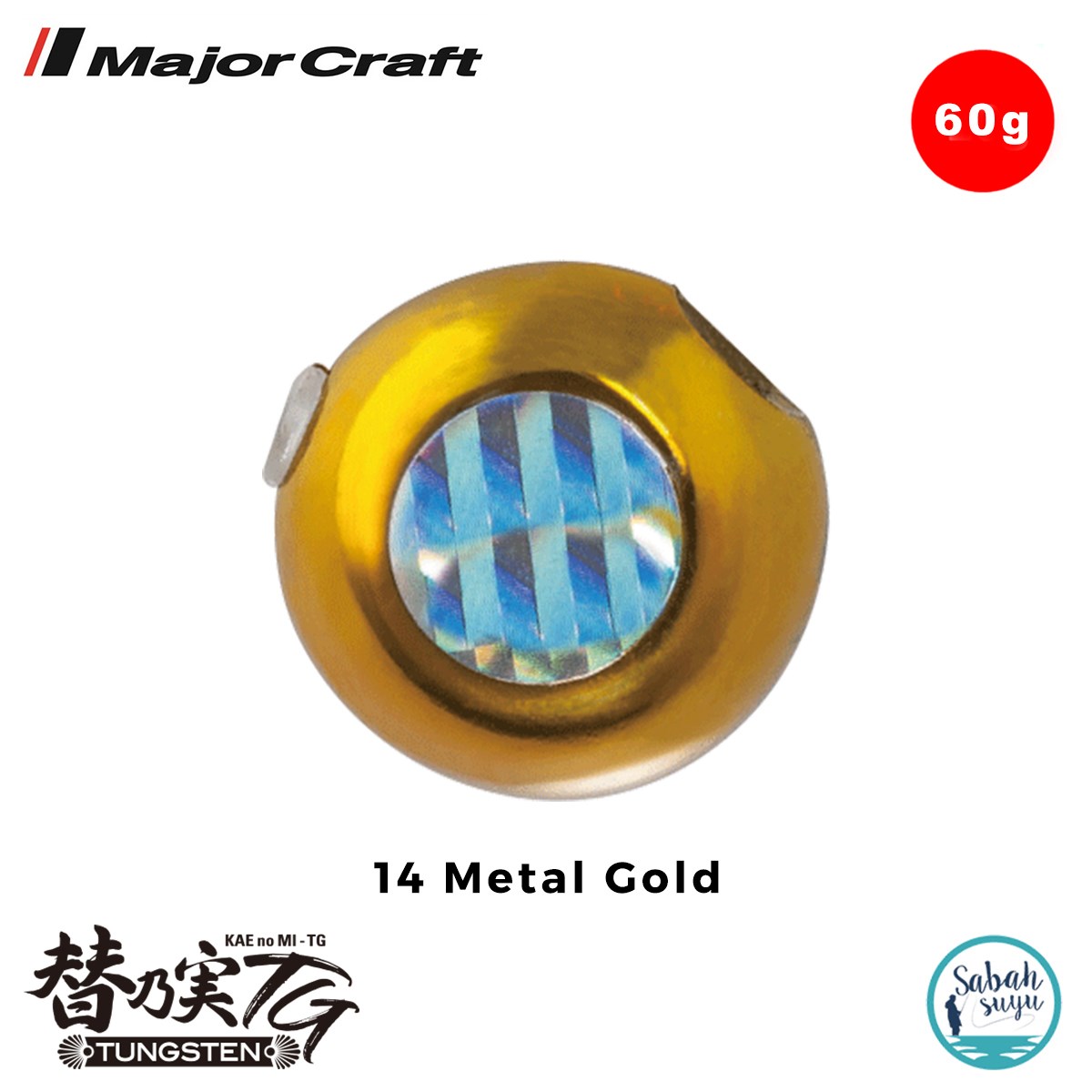 Major Craft TMTG-Head Tungsten Slider Tai Rubber Jig 60gr #14 Metal Gold