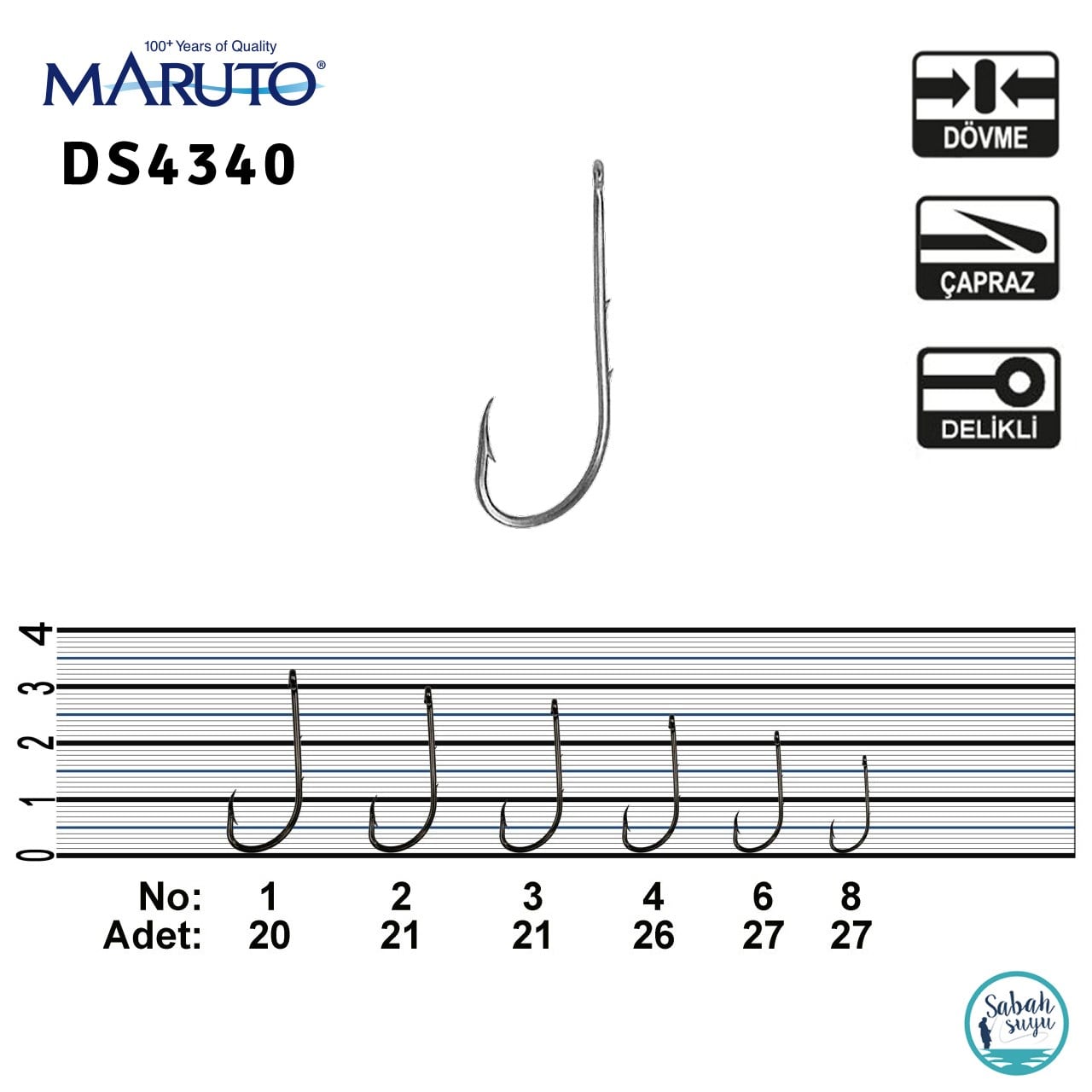 Maruto DS4340 NK Tırnaklı Halkalı İğne Beyaz #1 (21 adet)