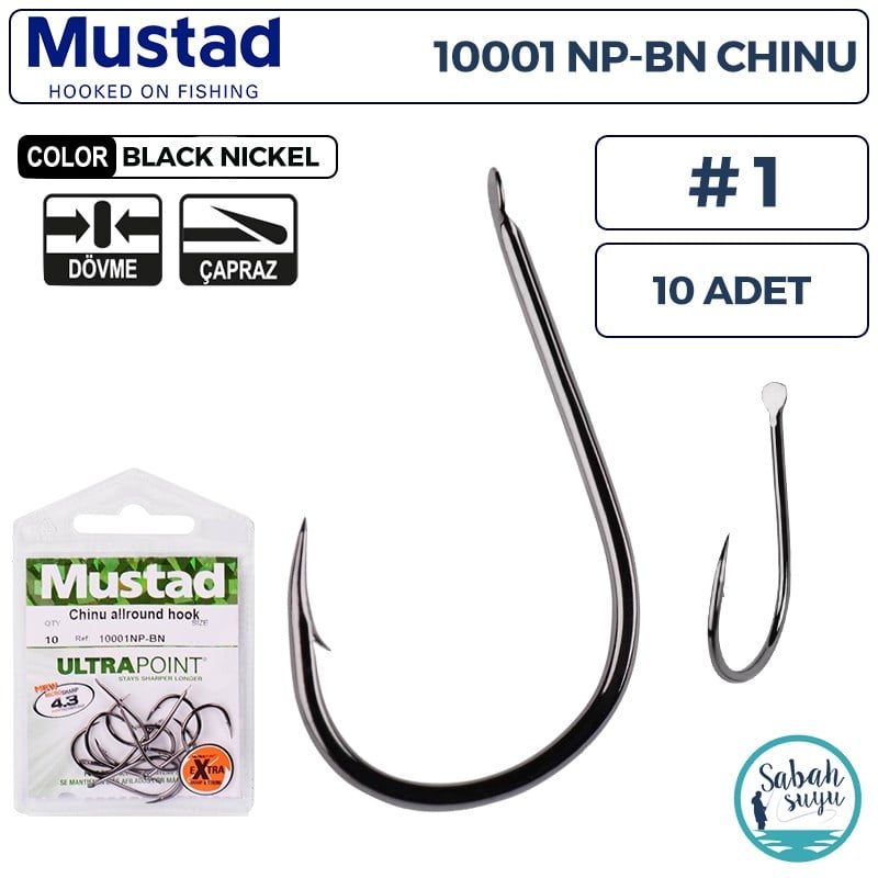Mustad 10001 NP-BN Chinu İğne Siyah #1 (10 Adet)