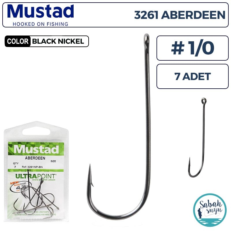 Mustad 3261 NP-BN Uzun P. Delikli İğne Siyah #1/0 (7 Adet)