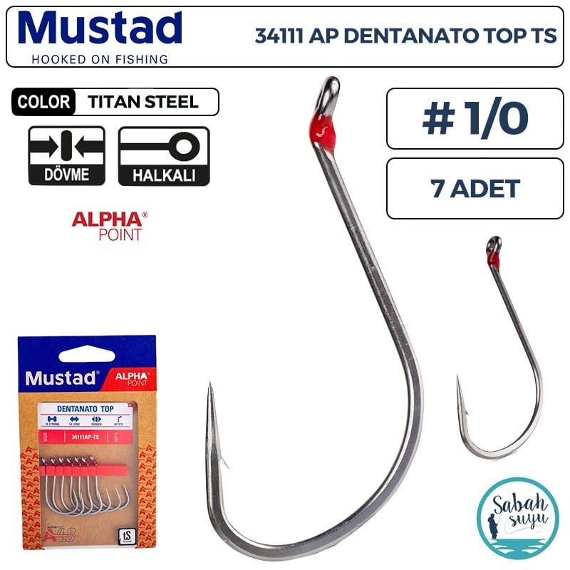 Mustad 34111 AP Dentanato Top Delikli Olta İğnesi TS #1/0 (7 Adet)