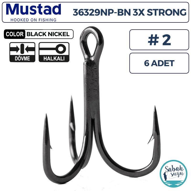 Mustad 36329 NP-BN 3X Üçlü İğne Siyah #2 (6 Adet)