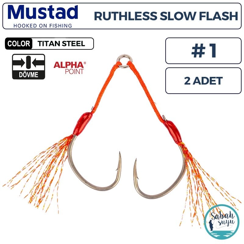 Mustad AS4 AP Ruthless Slow Flash Çiftli Asist İğne TS #1 (2 Adet)