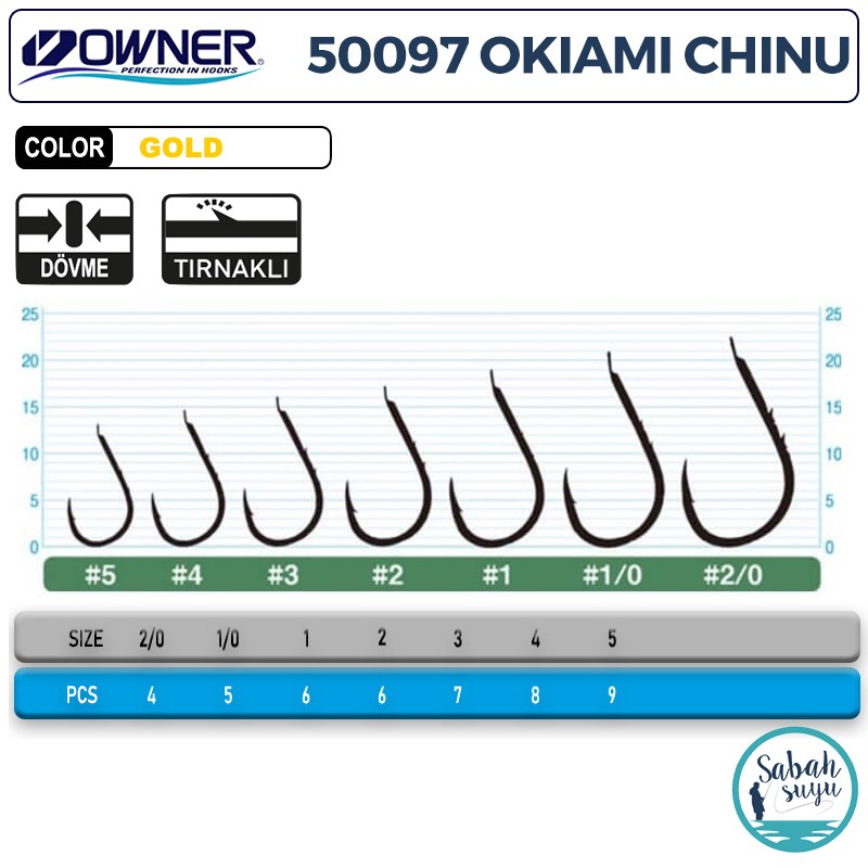Owner 50097 Okiami Chinu İğne Sarı #2/0 (4 Adet)