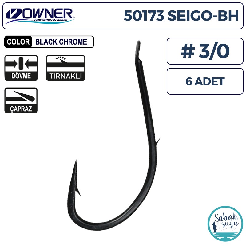 Owner 50173 Seigo BH Tırnaklı Çapraz İğne Siyah #3/0 (6 Adet)
