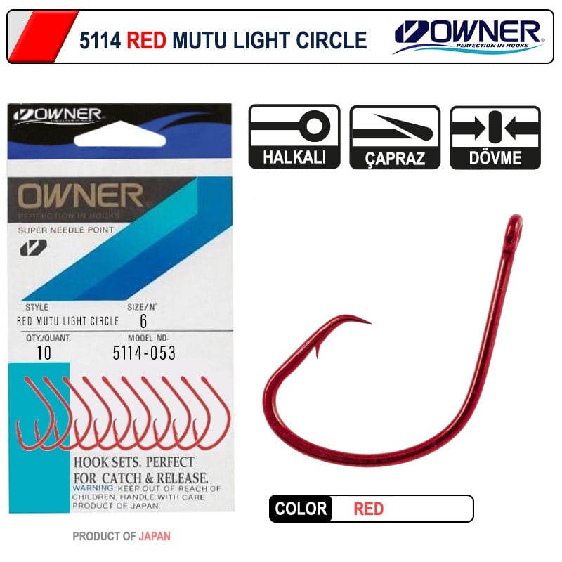 Owner 5114 Mutu Light Circle İğne #6 Kırmızı (10 Adet)