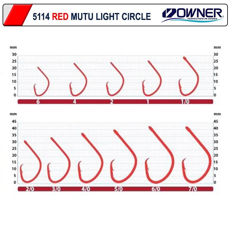 Owner 5114 Mutu Light Circle İğne #6 Kırmızı (10 Adet)