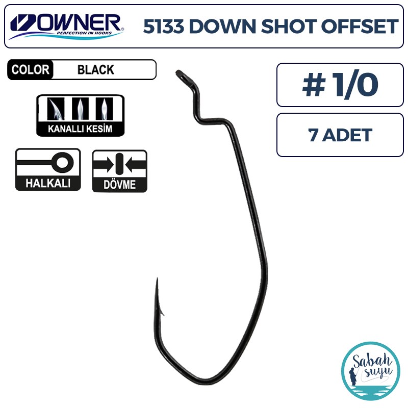 Owner 5133 Down Shot Offset İğne Siyah #1/0 (7 Adet)