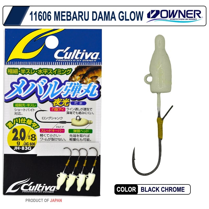 Owner JH-83G Mebaru Dama Glow Jighead 2.0 gr #8