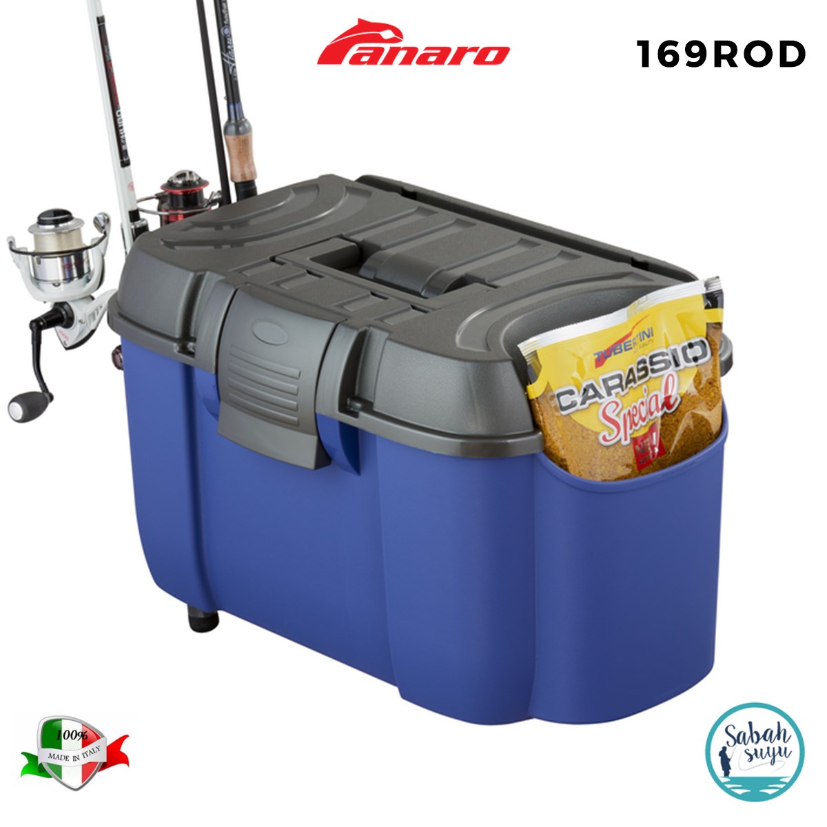 Plastica Panaro 169ROD Kamış Yuvalı Takım Çantası 525X340X4300mm Gri Mavi