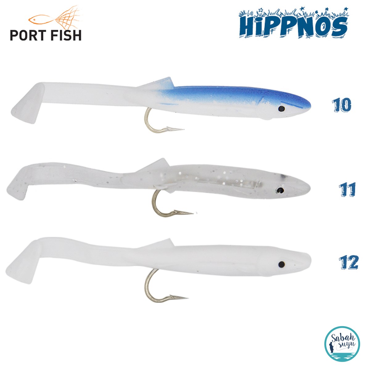 Portfish Hippnos İğneli Silikon Balık 5.5cm #10 Mavi Beyaz (3 Adet)