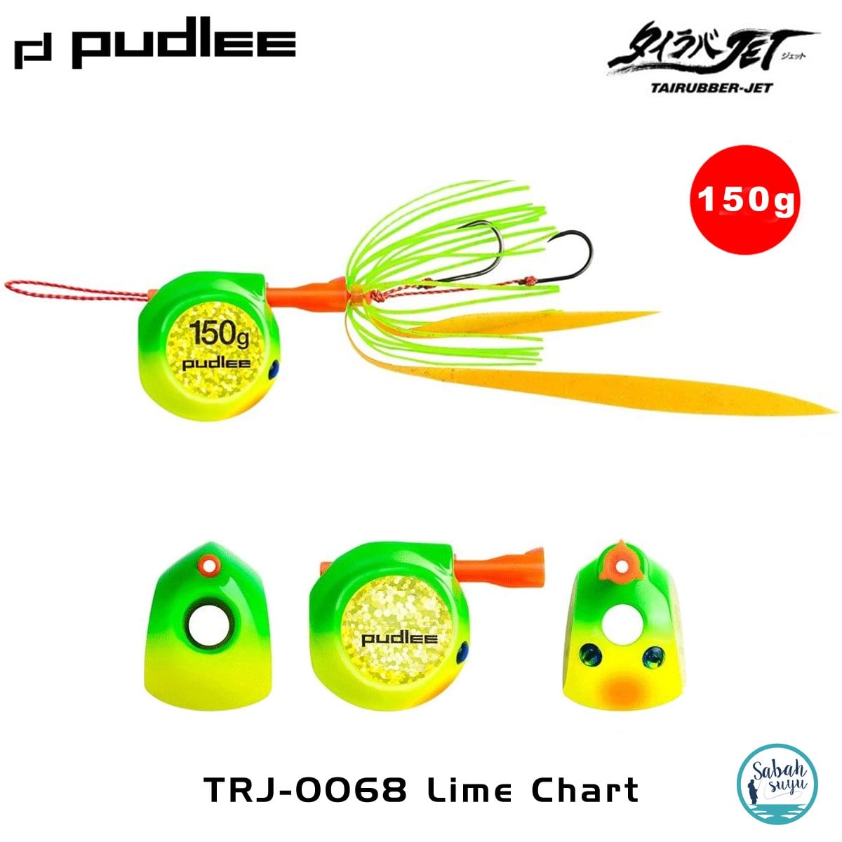 Pudlee Tai Rubber JET Slider 150gr TRJ-0068 Lime Chart