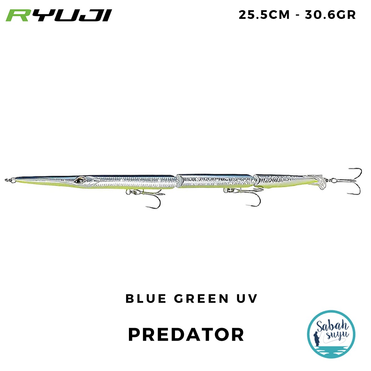 Ryuji Predator Sinking 25.5cm 30.6gr Blue Green UV Maket Balık
