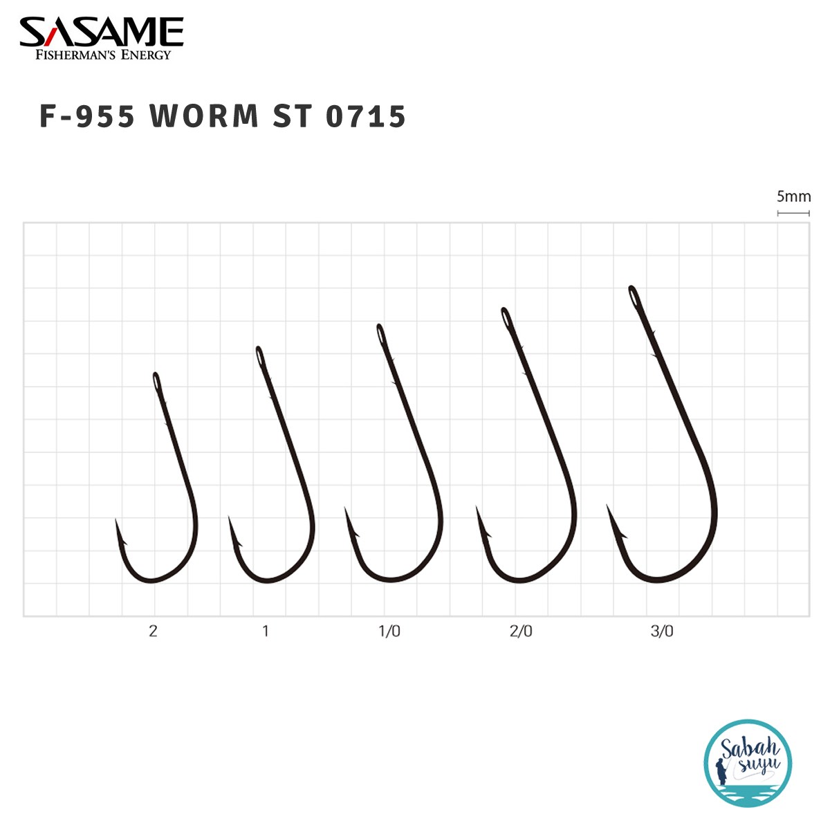 Sasame F-955 Worm Tırnaklı Halkalı İğne #1/0 (6Ad) Siyah