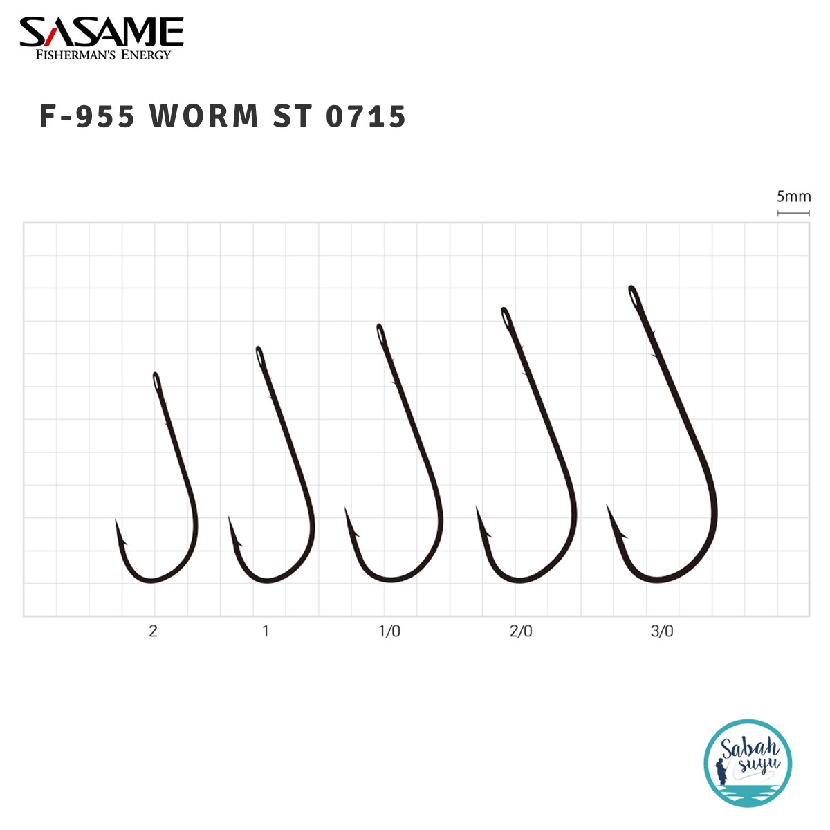 Sasame F-955 Worm Tırnaklı Halkalı İğne #3/0 (6Ad) Siyah