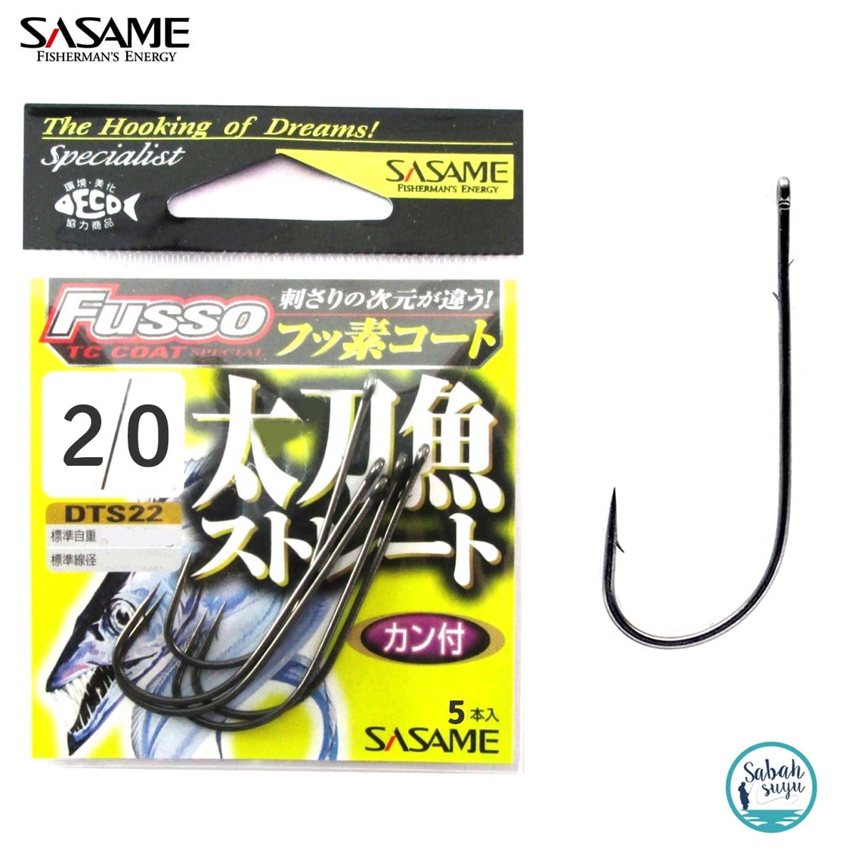 Sasame Fusso DTS22 TC Coat Tırnaklı Halkalı İğne #2/0 (5Ad)